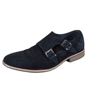 J75 Madison Men Casual Double Monk Strap Shoe Size 10.5 Dress Black Suede Loafer